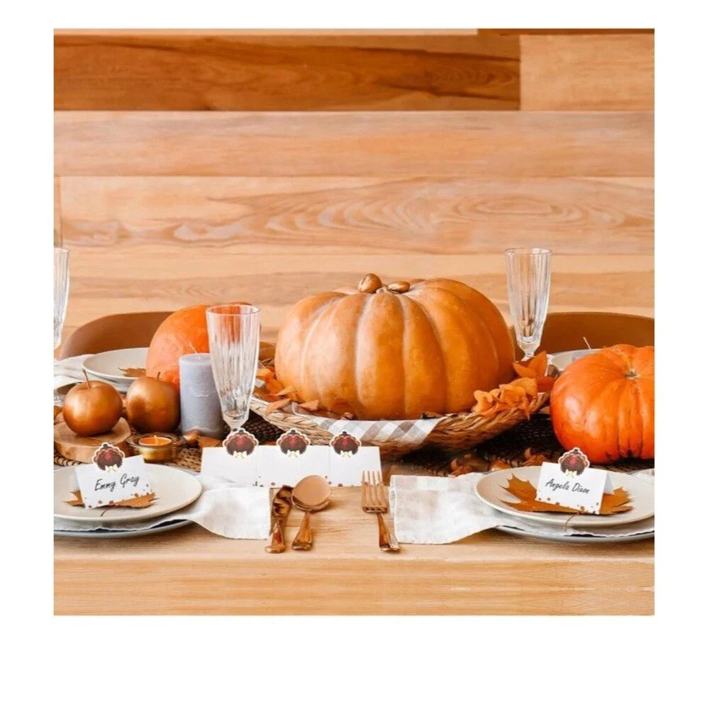 100 PK. Turkey White Place Cards for Thanksgiving Parties: 3.5” x 2”) NEW